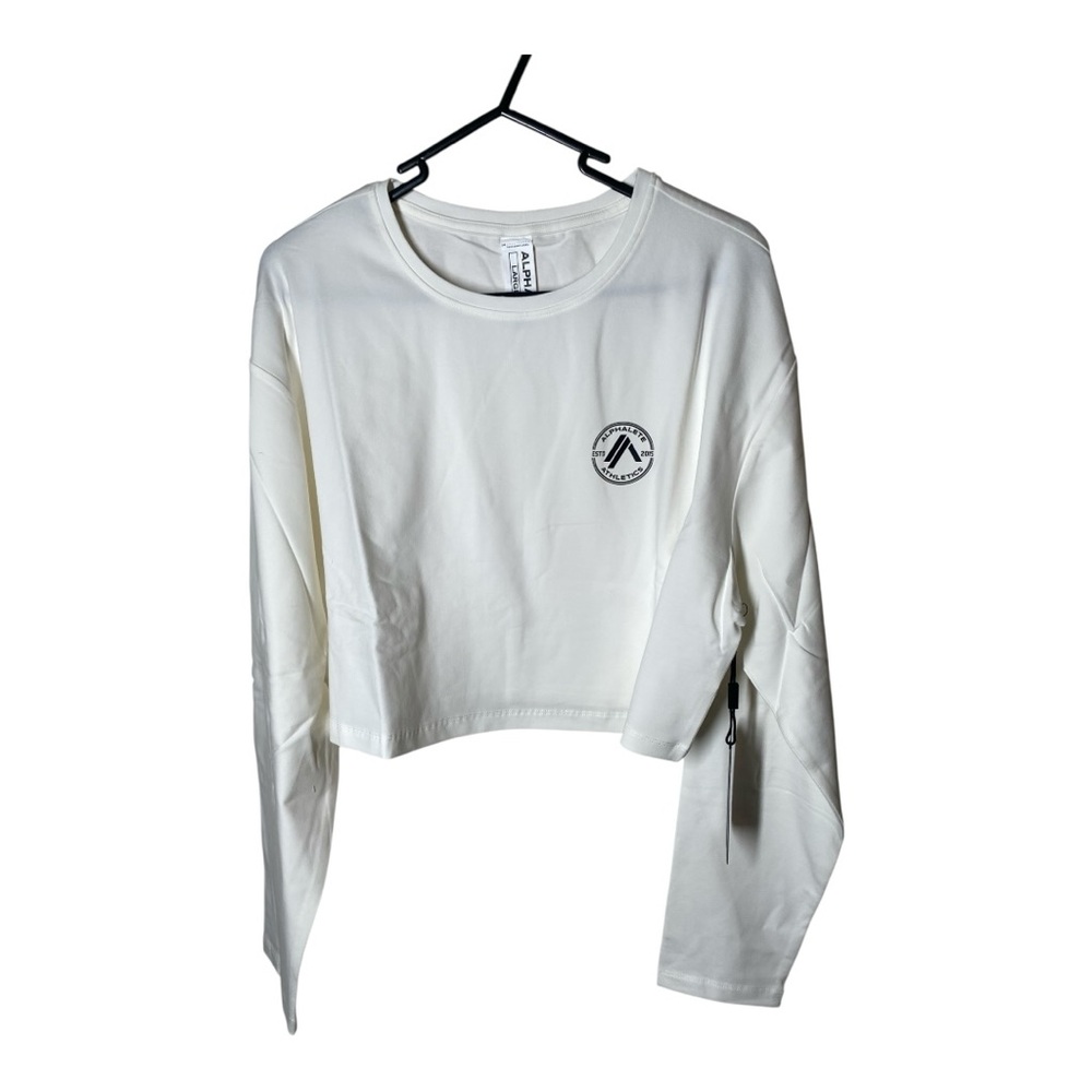 {NWT) Women's ALPHALETE White Long Sleeve Crop Top L